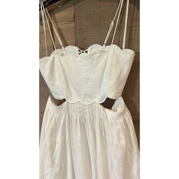 Zimmermann Rhiannon Scallop Linen Voile cutout Midi-Dress size 3/ M/ US 8-10 - Picture 7 of 16